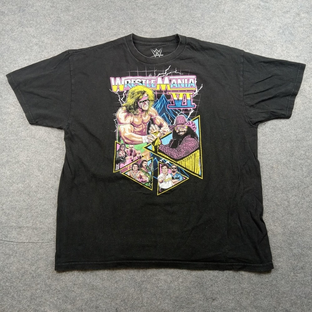 WWE WrestleMania‎ VI Shirt Mens XL Black Graphic Tee Wrestling 100% Cotton